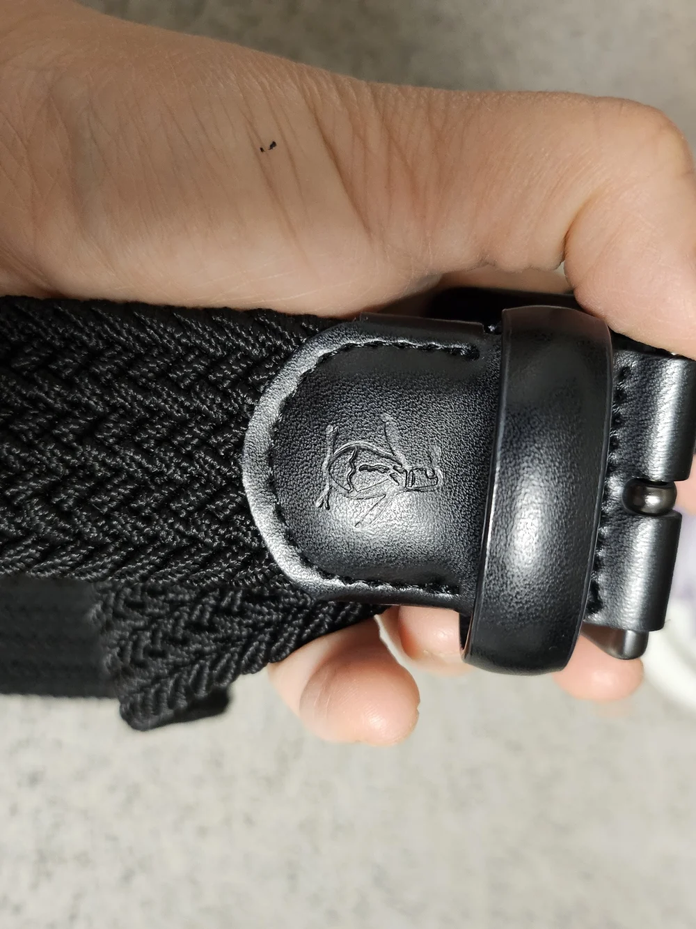 Original Penguin Men's Braided Belt Black Stretch Elastic Genuine Leath. S 30-32
